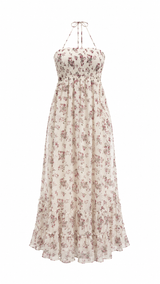 Vestido Midi Floreado Rosa