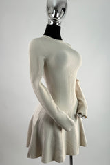 Vestido Sweater Manga Larga Beige