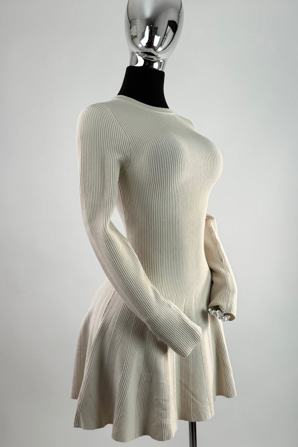 Vestido Sweater Manga Larga Beige