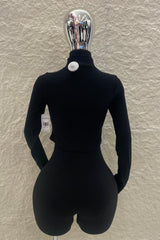 Crop Top Manga Larga Abertura al Frente Negro