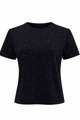 Tshirt Corta Rhinestone Negra
