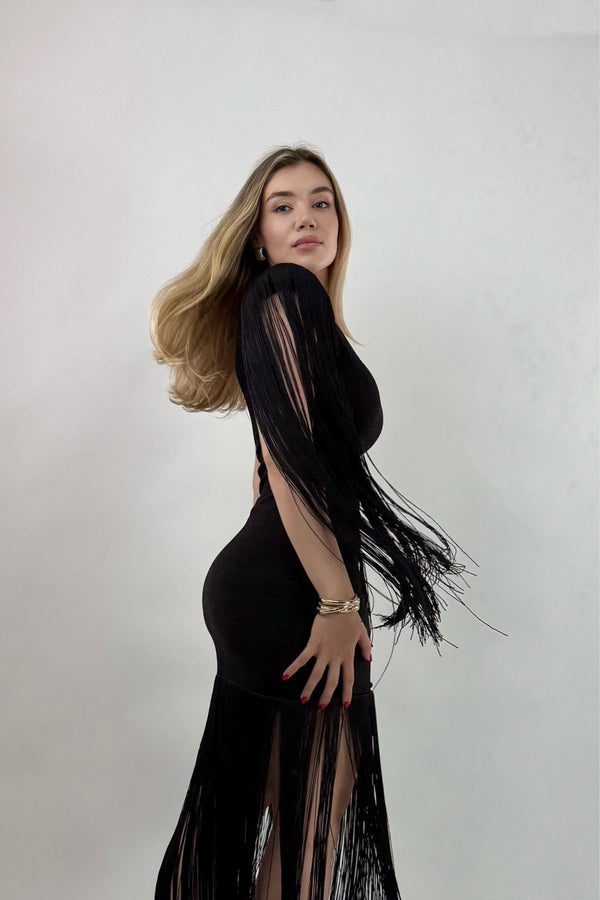 Vestido Corto Tiras Abajo Negro