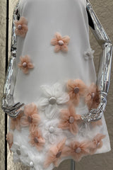 Vestido App de Flores Blanco