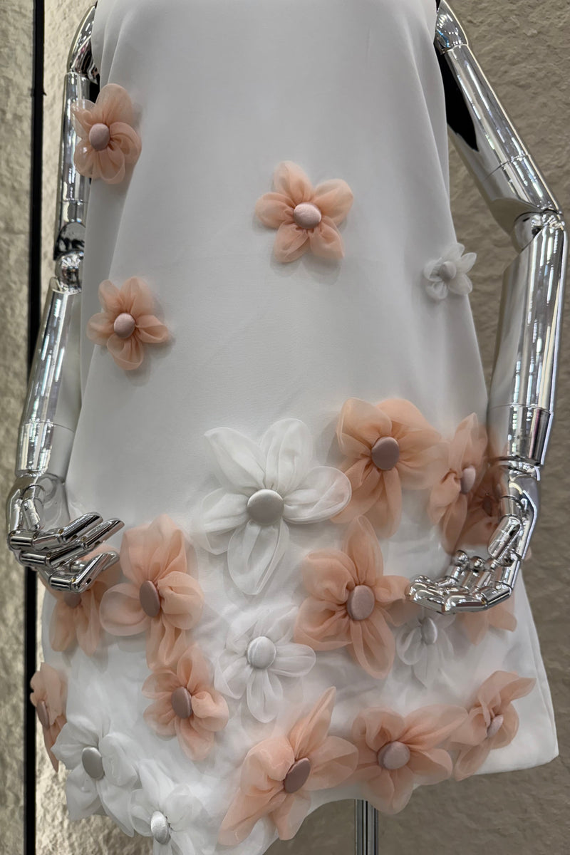Vestido App de Flores Blanco
