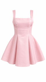 Vestido Corto Volado Rosa