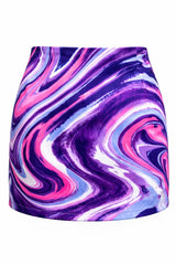 Falda Corta Print Lila y Rosa