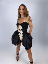 Vestido Bubble Bandage App de Flores Negro