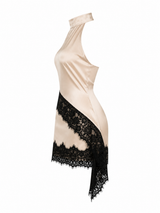 Set Asimetrico Lace con Satin Beige