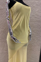 Vestido Largo Satin & Mesh Amarillo
