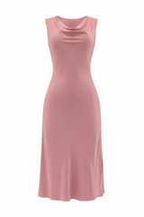 Vestido Midi Satin Rosa