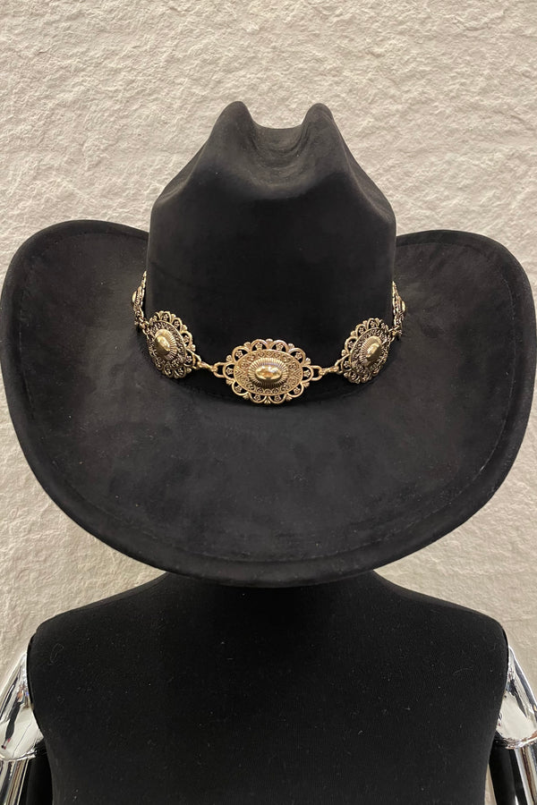 Sombrero Vaquero Hebilla Ovalada Negro