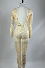 Jumpsuit De Encaje Beige