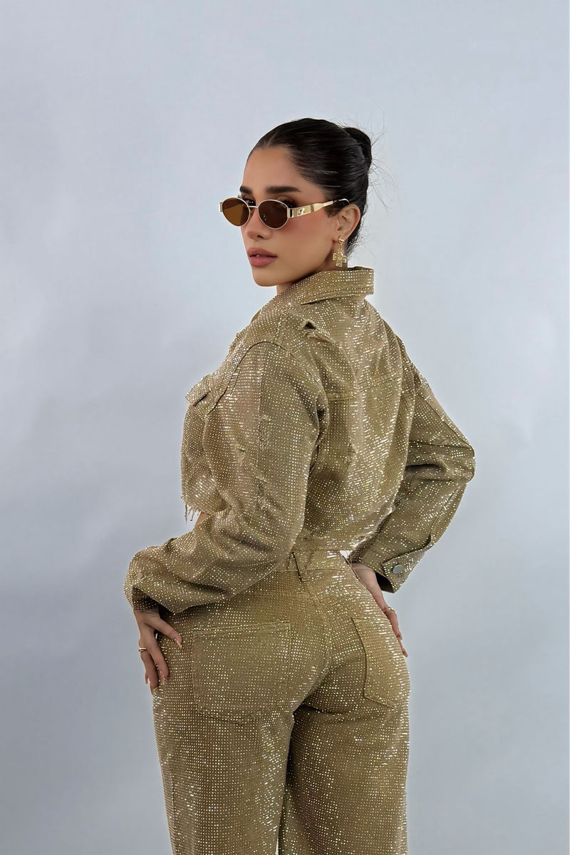 Jacket Rhinestone Kakhi