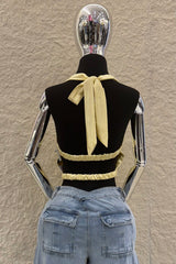 Top Halter Satin Amarillo