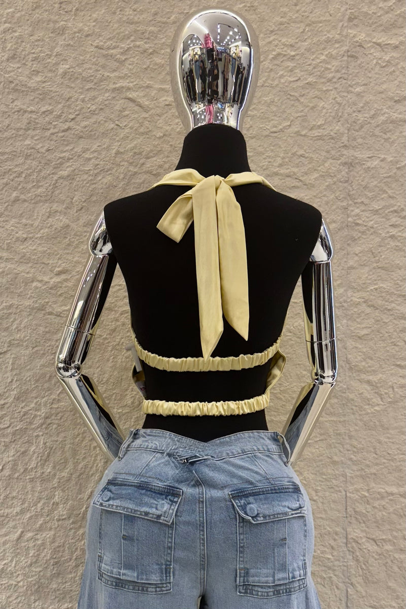 Top Halter Satin Amarillo
