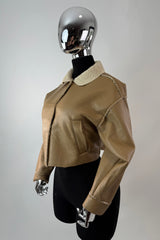 Jacket Vinipiel Faux Fur Caramelo