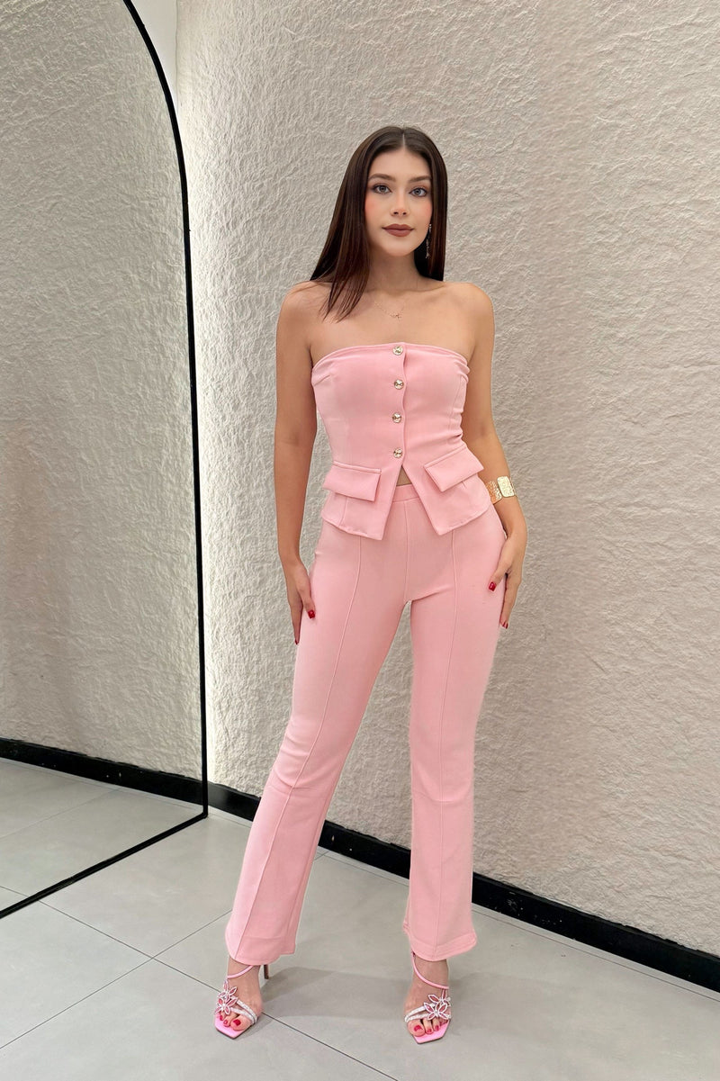 Set Top y Pantalon Rosa