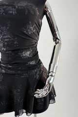 Vestido Strapless Ruched Shiny Negro