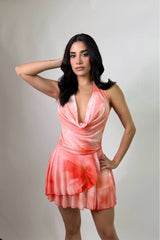 Vestido Mesh Escotado Naranja
