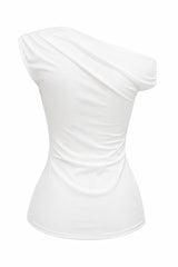 Blusa Asimetrica Ruched Blanca