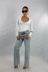 Pantalon Rhinestone Denim