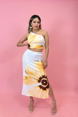 Set Top y Falda Floreado Amarillo