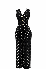 Set Chaleco y Pantalon Polka Negro