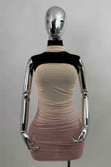 Vestido Corto Ruched Desvanecido Amarillo