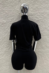 Crop Tshirt Rhinestone Negra