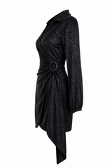 Vestido Negro Con Agarro en Cintura