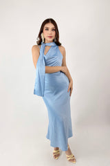 Vestido Satinado Alaska Azul