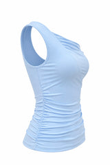 Blusa Asimetrica Ruched Azul