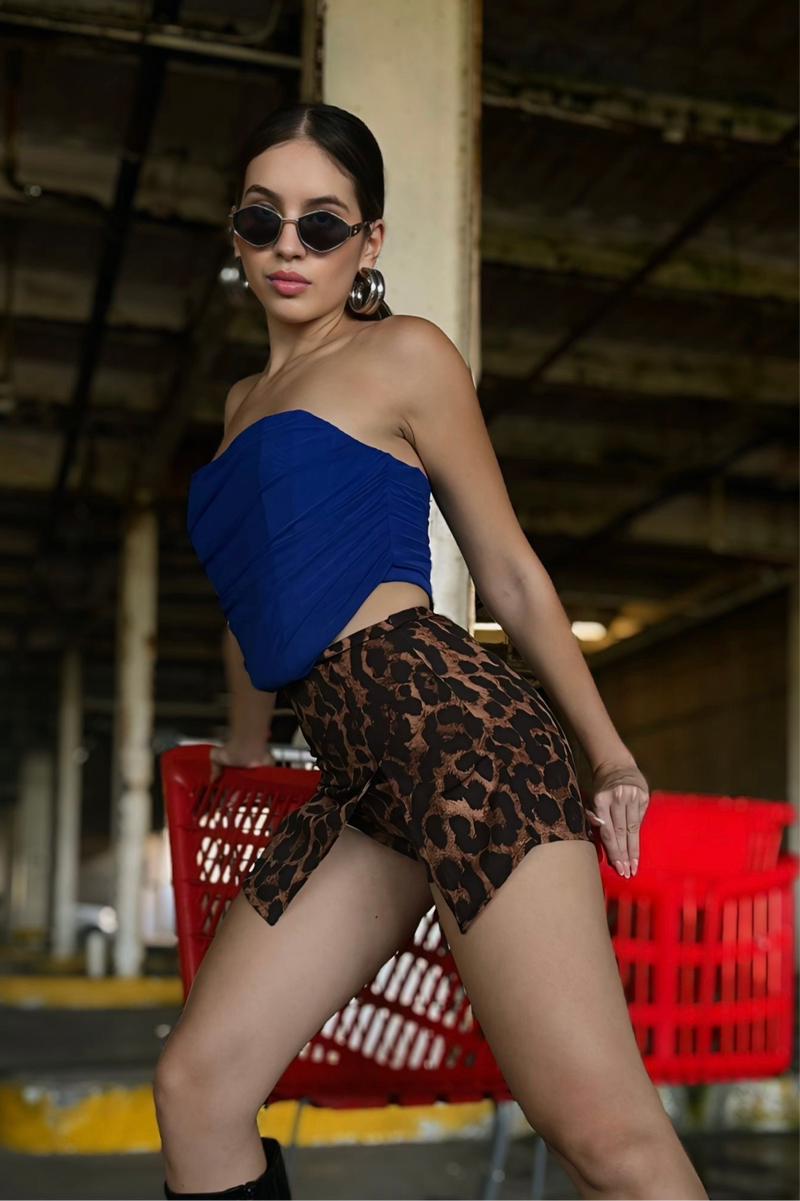 Short Falda Corta Camel Leopard