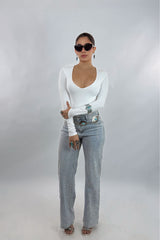 Pantalon Rhinestone Denim