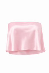 Crop Top Strapless Satinado Rosa