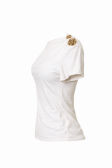 Blusa App Doprada Asimetrica Beige