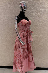 Vestido Midi Floreado Rosa