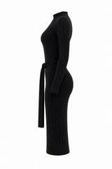 Vestido Ajustado Tela Sweater Negro