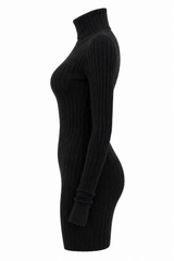 Vestido Ajustado Tela Punto Negro