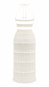 Set Top y Falda Olanes Beige