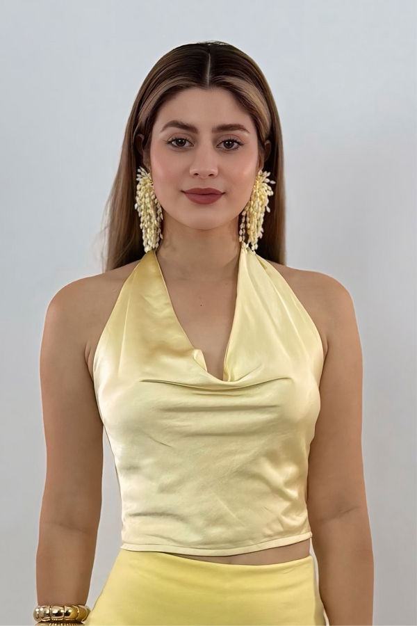 Top Halter Satin Amarillo