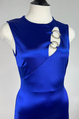 Vestido Midi Azul Satinado