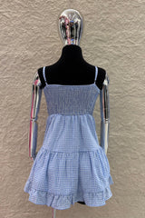 Vestido Gingham Volado Azul