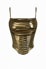 Top Corset Metalico Dorado