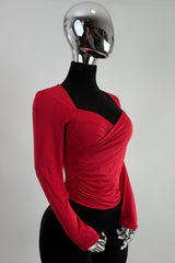 Blusa Manga Larga Ruched Rojo
