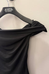 Crop Top Off Shoulder Negro