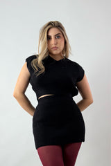 Set Top y Falda Sweater Negro
