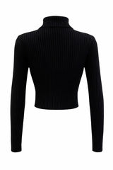 Top Cuello Tortuga Tela Punto Negro