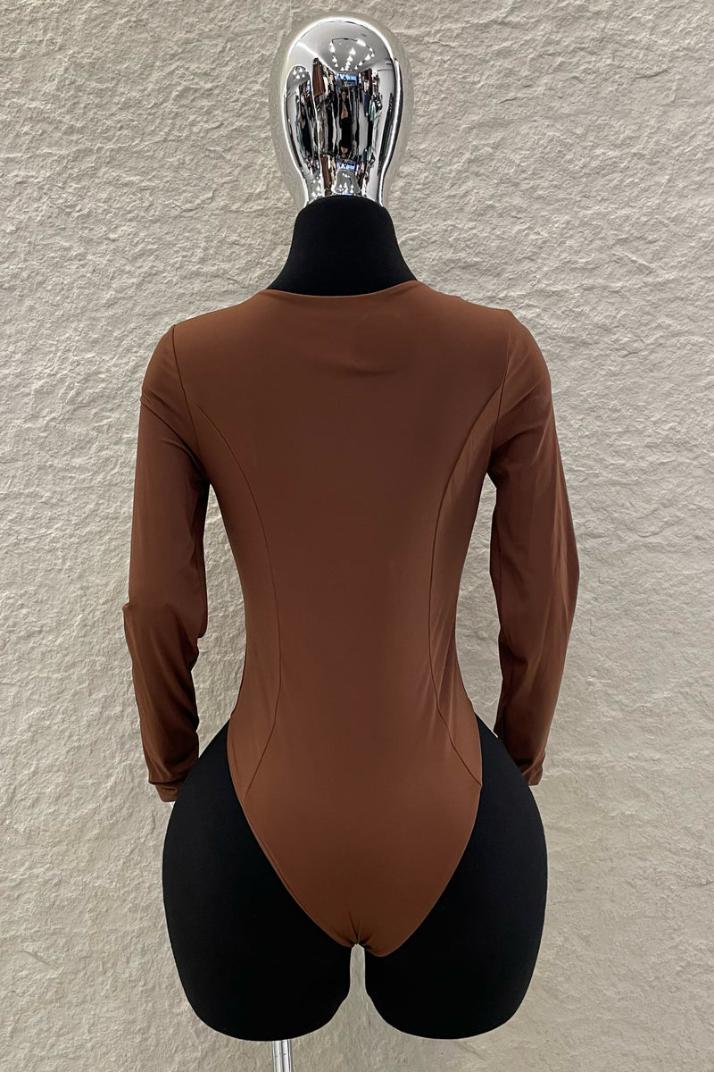 Pantiblusa Cuello V Manga Larga Chocolate