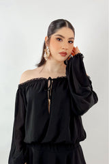Vestido Suelto Manga Larga Negro